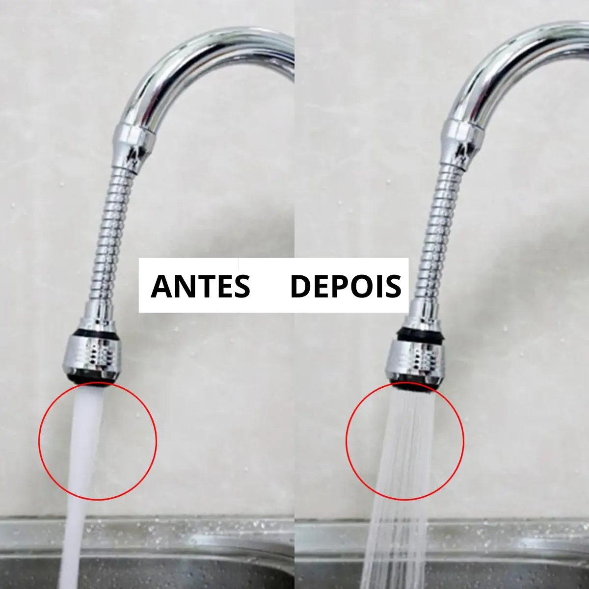 Antes e depois do uso do aerador